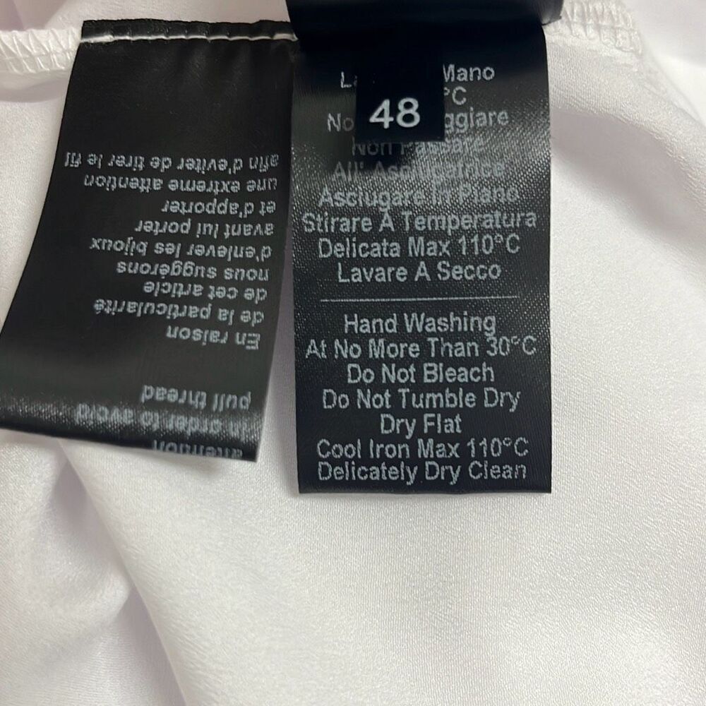 Alpha Studio M/L Button Front Blouse White Crepe Sheer Long Sleeve NWT Oversized - Picture 8 of 13